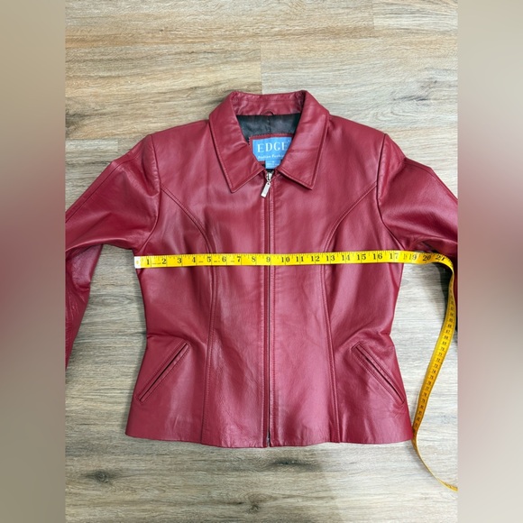 Edge Italian Fashion Vintage Pink Leather Zip Jacket Sz M - Picture 10 of 14